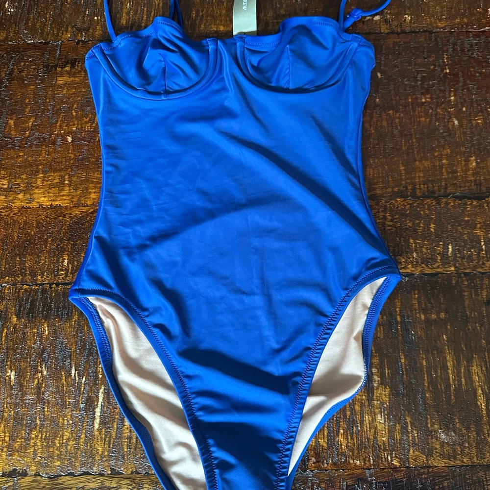 J. Crew Blue One Piece Swimsuit with Scoop Neck and Athletic Cut. NWT